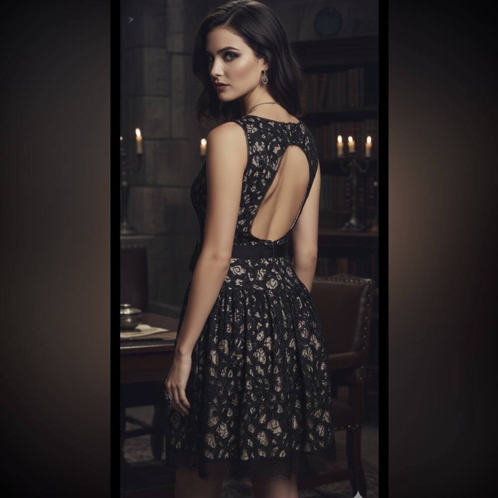 Felicity & Coco Party Dress Black Sequins Lace ASO Alternative Vampires diaries